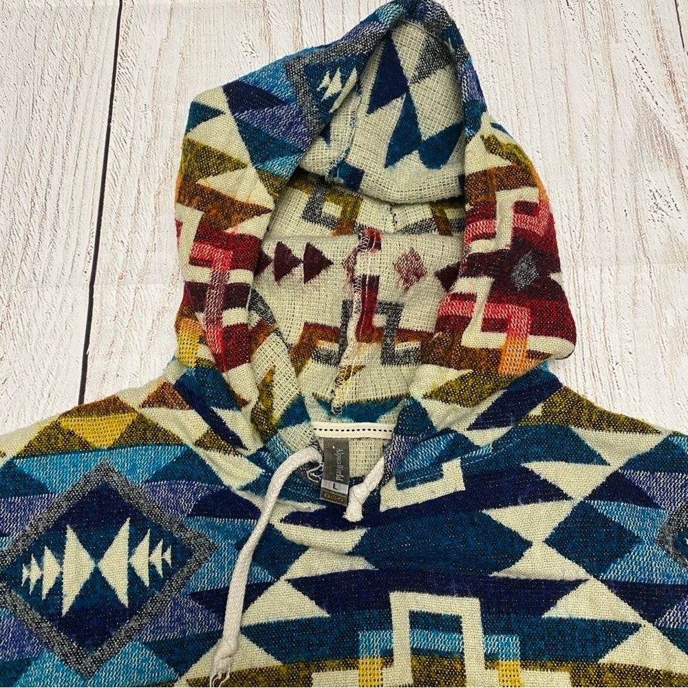 Alpaca Colorful Geometric Pattern Hoodie Large - Picture 3 of 9
